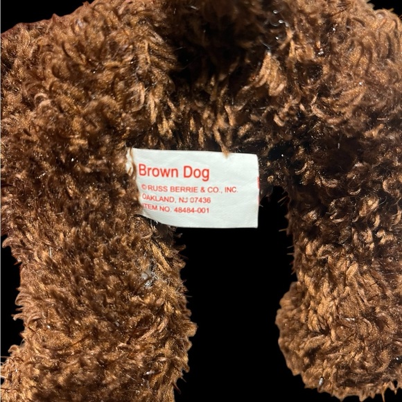 Russ Berrie Brown Dog Plush Toy 6” Sparkle Fur Red Plaid Scarf Bean Bag Soft Toy - Picture 6 of 6
